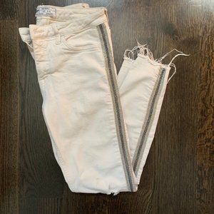 Free People Beige Studded Skinny Jeans